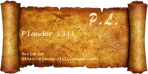 Plander Lili névjegykártya